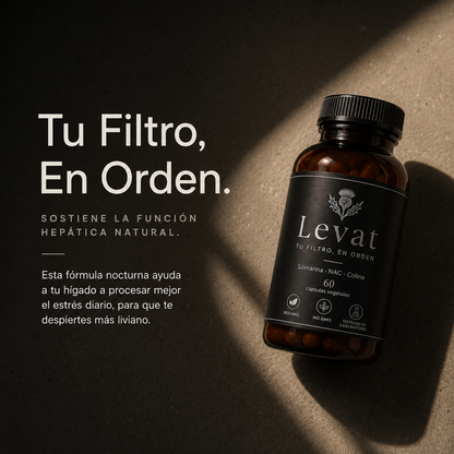LEVAT Suplemento Hepático - Frasco de 60 cápsulas vegetales con silimarina, NAC y colina